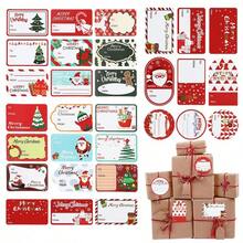 50 Sheets Festive Christmas Gift Tags - Self-Adhesive Holiday Labels With Santa, Reindeer, Snowmen & Holiday Designs, Red & White Paper Tags For Christmas Presents, Christmas Gift Tags