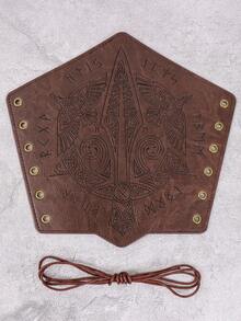 1Pc Unisex PU Leather Wrist Bracer Viking Medieval Wristband Arm Guard Armor For Renaissance Faire Larp Cosplay Prop Punk Rivet Decor Bracelet