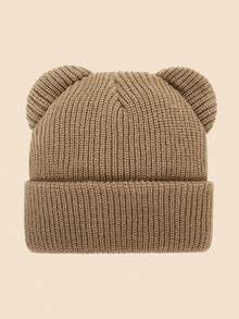 1 pieza Gorro de punto con orejas de oso para niños y bebés - Multicolor, lindo para el invierno y uso diario - Gorro con orejas de oso - Ver 15