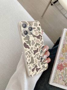 1pc Minimalist Camouflage Pattern Matte Beige Full Coverage Anti-Fall Precise Hole Camera Lens Protective Standard Phone Case Compatible With IPhone 16/16e, Redmi, Infinix, Vivo - Beige - View 2