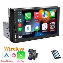 Single DIN Car MP5 Player, Supports Wireless CarPlay And Android Auto, 7-Inch HD Touchscreen, Bluetooth, Stereo, 12V Power, FM Radio, ISO Interface, AUX Input, SD Card Slot, USB Port, With/Without Camera
