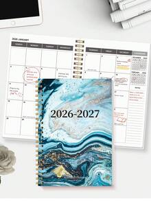 BUBU 1 件螺旋月度计划表，2 年月度计划表，含 3 张定制贴纸，2026 年 1 月至 2027 年 12 月，5.6 英寸 X 8.0 英寸，非常适合学校和办公室日程安排、办公桌配件、返校用品 - 紫色 - 查看 4