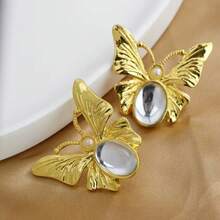 1 Pair Asymmetric Metal Peace Earrings