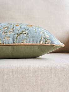 1pc Floral Chenille Jacquard Decorative Pillow Cover (No Insert), Classic Floral Chenille Jacquard Piped Cushion Cover, Suitable For Home, Sofa, Bed Decor, All Seasons