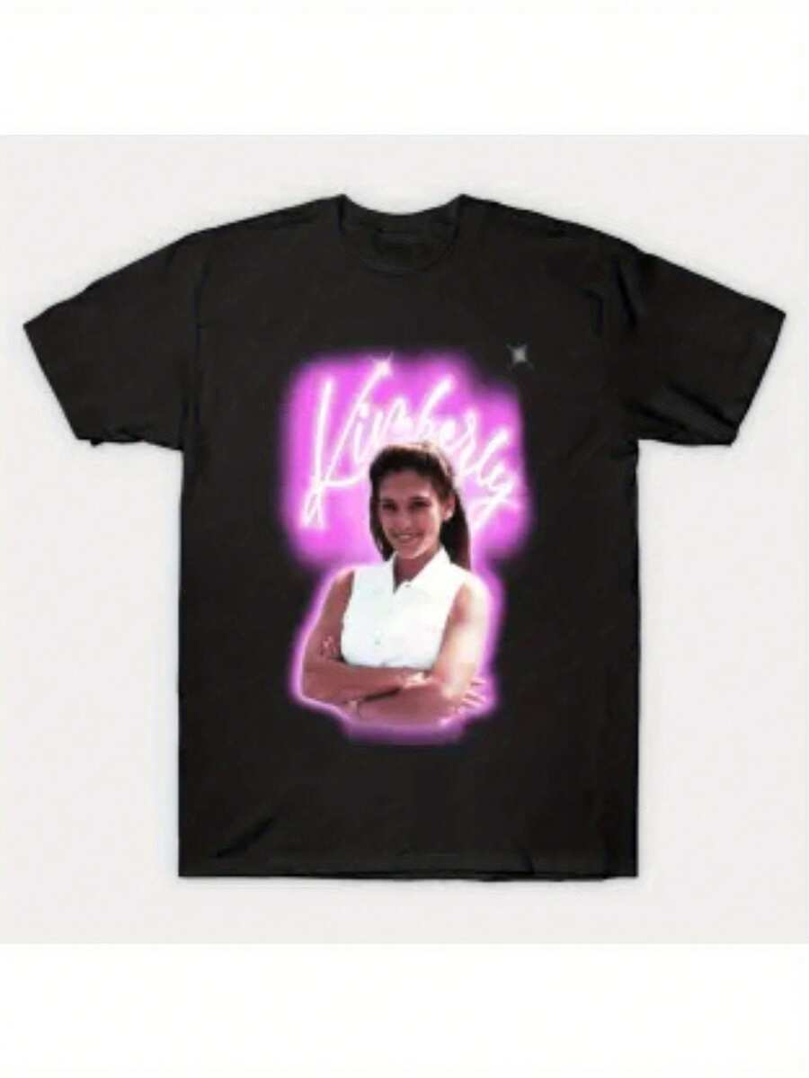 Kimberly Pink Ranger Airbrush T-Shirt Men's Cotton Printed T-Shirt - màu đen - Xem 1