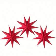 3pcs Christmas Star Decorations - Elegant Hanging Ornaments, Lightweight Paper Stars In Multiple Colors - Suitable For Indoor, Outdoor Trees, Windows, Party Decor - No Electricity Needed - Easy Hook Design - Classic Christmas Tree Decor & Accessories, Holiday Home Furnishing Accents, Minimalist Star Shape, Durable Handmade Items, Display Window Decor