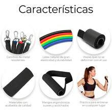 Raganet, Juego de Bandas de Resistencia de 11 Piezas, Incluye 5 Bandas Apilables para Ejercicios con Asas, Bolsa de Transporte, Correas para Tobillo y Accesorio de Anclaje para Puerta - 1 - Ver 5