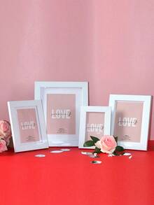 1pc Nordic Style Flat Edge Simple Photo Frame, Density Board Frame Suitable For Living Room, Study, Bedroom - White - View 1