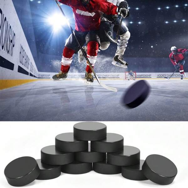 6/3/2/1pc Official Weight Ice Hockey Pucks Durable Rubber Perfect For Games & Practice, Ideal For Ponds & Rinks