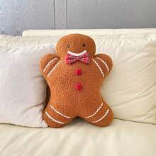 1pc Plush Christmas Gingerbread Man Throw Pillow, Cute & Cozy Decorative Pillow, Holiday Home Decor For Living Room, Bedroom, Suitable For Autumn Winter - Brown - View 21