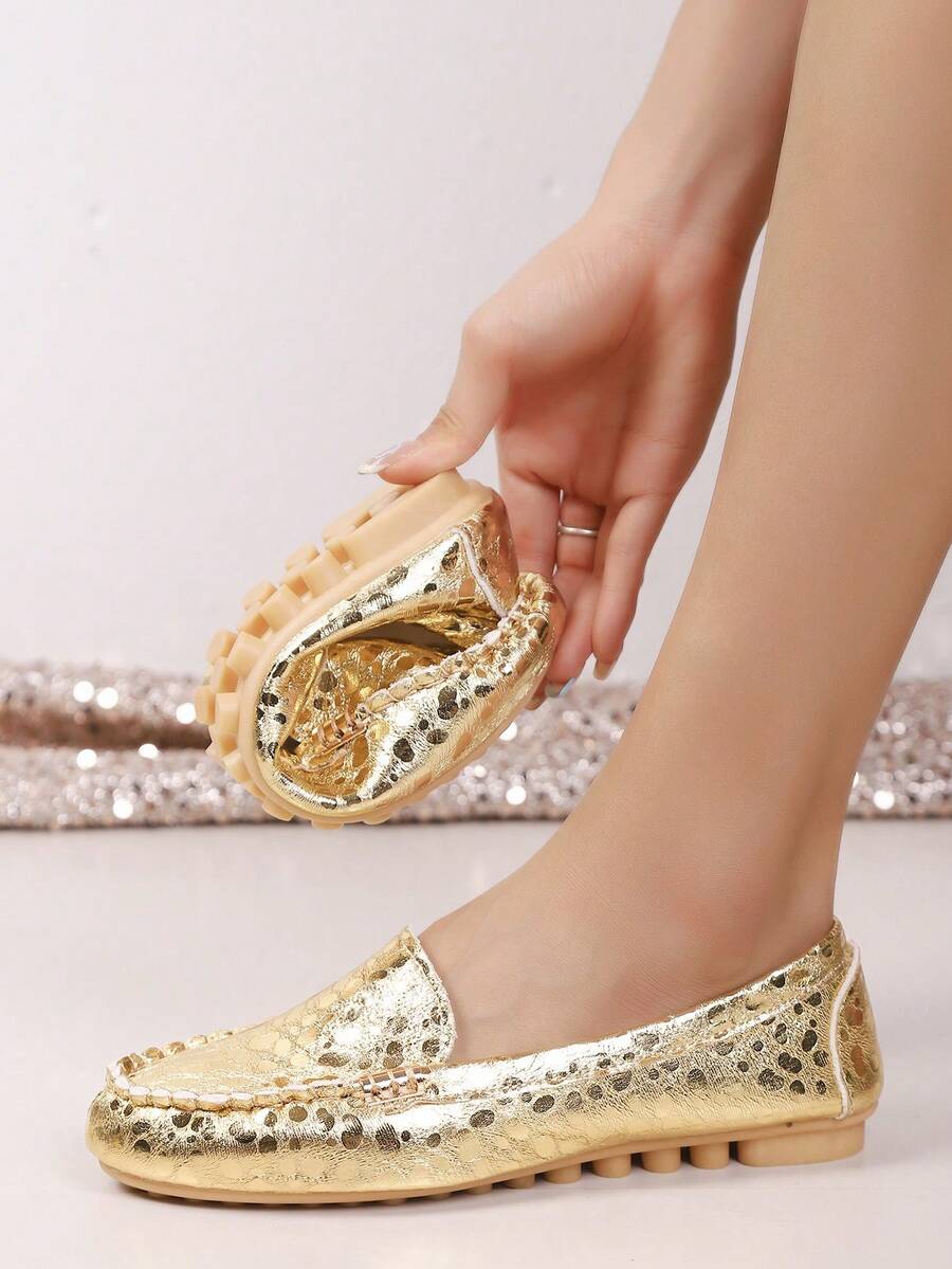 Dép đi trong nhà đế bằng kim loại cổ điển thời trang - Vàng - Xem 1