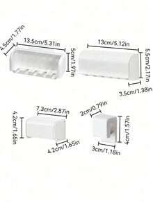 1pc Toothbrush Holder Wall Mount With Cover, Electric Toothbrush Organizer, Toothpaste Rack, 2/5/6 Slots Self-Adhesive Toothbrush Holder, Bathroom Storage Accessories (White), Back To School Season Home Bathroom Decor - Multicolor - View 4