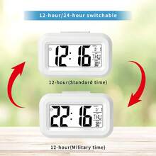 Orologio digitale da sveglia moderno, mini orologio digitale da camera da letto con sensore di temperatura, display LED luminoso e funzione timer del sonno - silenzioso, alimentato a batterie AAA (batterie non incluse), adatto per la decorazione intelligente della stanza