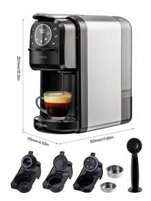 Brutelle Cafetera Brutelle 3 en 1 para cápsulas, con tanque de agua extraíble de 700 ml, 1400 W de calentamiento rápido, extracción a 20 bares de alta presión, máquina de café multifuncional pequeña de color negro para el hogar, cafetería o rincón de café