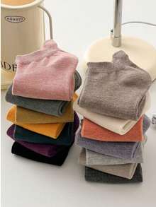 6 Pairs Women's Solid Color Ankle Socks, Versatile, Breathable, Fashion Short Socks