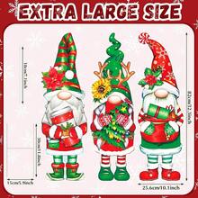 3 paquets Nains décoratifs de Noël Panneau de jardin Motif durable du Père Noël Décoration extérieure réutilisable Thème de Noël Ornement avec piquets pour allée de jardin, chemin, décoration de fête de Noël