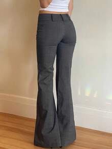 Relaxed-Fit Retro Straight-Leg Tapered Trousers With A Low Waist, Suitable For A Professional Yet Stylish Look, Providing A Slimming Effect And A Sleek Drape, Perfect For Casual And Business Occasions. - 灰色 - 查看 2