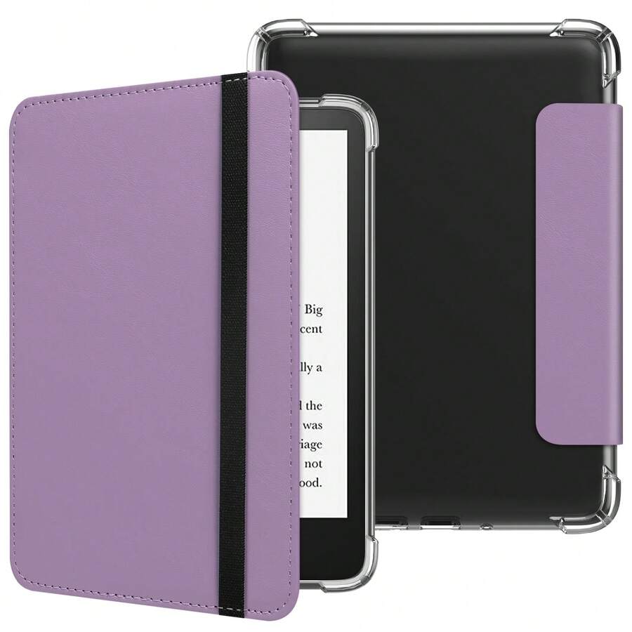 Capa Compatível com Kindle 6" 2022/2024/Kindle Paperwhite 6.8" 2021/Kindle Paperwhite 7" 2024 Lançado, Couro PU Premium + Capa Traseira de TPU Macio Transparente com Função Dormir/Despertar Automática para Kindle 2024/2022 11th Geração.