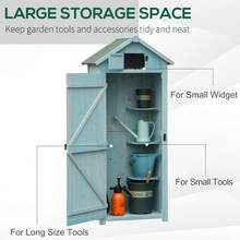 Outsunny 30" X 21" X 71" Garden Storage Shed, Outdoor Storage Shed With 3 Tier Shelves, Workshop Yard Tool Utility Storage House Water-Resistant All-Weather Cover Spire Roof, Blue - Màu xanh lam - Xem 6