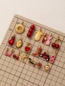 1pcINS Cute And Fashionable Stainless Steel Exquisite Cherry Underwear Top Boxing Gloves Mushroom Strawberry Cat Dog DIY Pendant, Plated With 18K Gold, Not Easy To Oxidize, Suitable For Wife And Mother To Freely Match - Multicolor - View 3