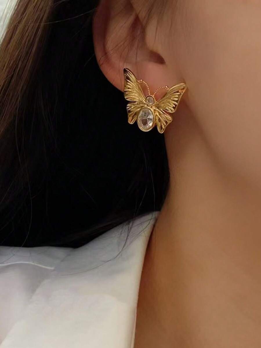 1 Pair Asymmetric Metal Peace Earrings