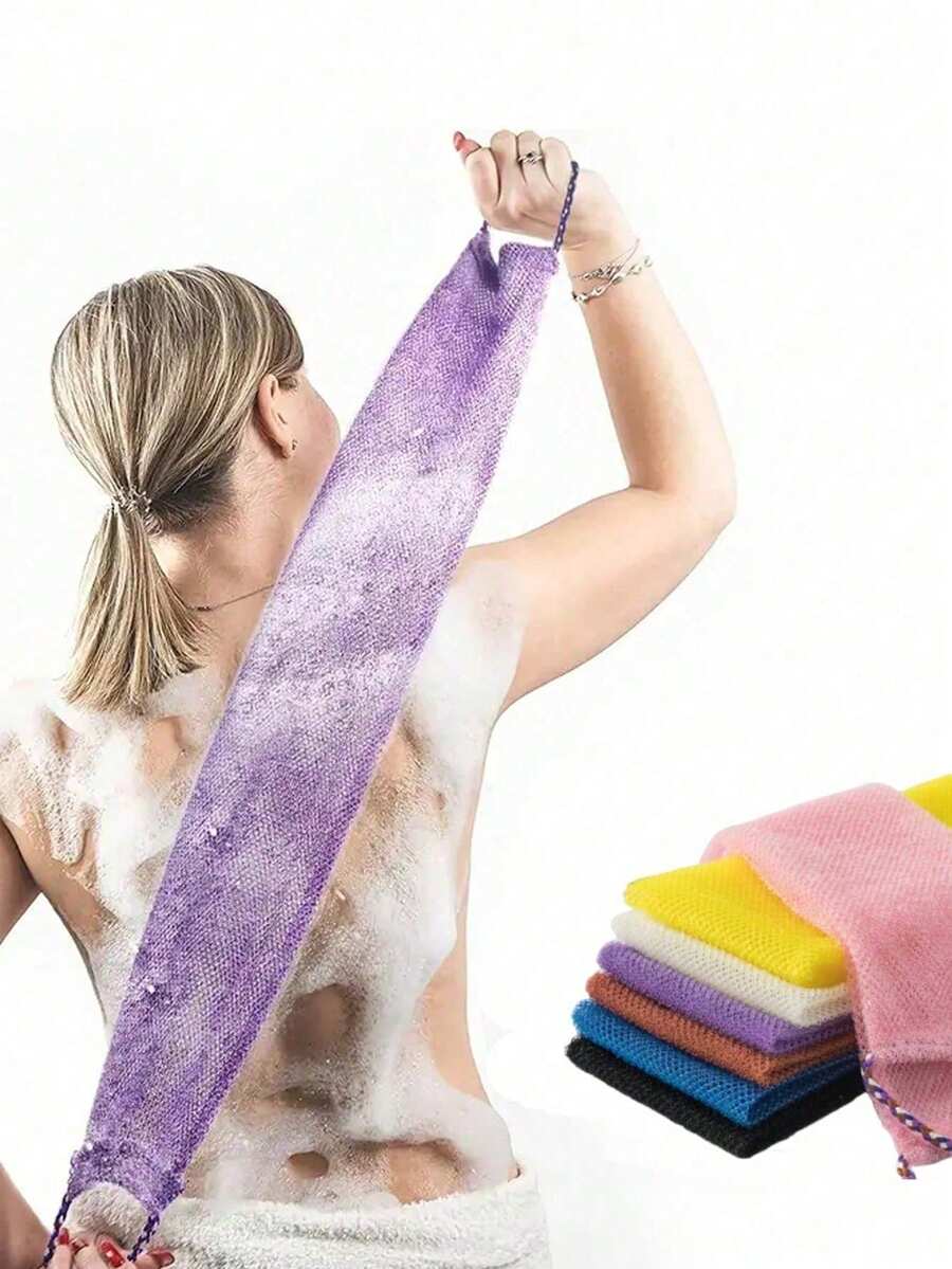 1 Stück Afrikanisches Mesh Rücken-Peeling Badetuch Set, doppelseitig für sanfte und grobe Peeling, effektives Körperpeeling, Rückenreiniger für die Dusche, hochwertiges Mesh Material, praktisches Handtuch-Design mit Schlaufe, Luffa Handtuch, Körperschwamm für glatte Haut, ideal für den täglichen Gebrauch - Verschiedenfarbig - Übersicht 1
