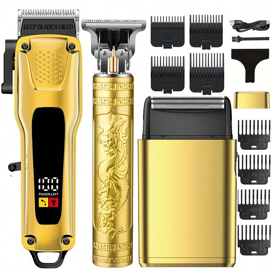 Men's Hair Clipper, USB Rechargeable Men's Grooming Kit, Electric Hair Clipper And Beard Trimmer, Electric Men's Shaver Set, USB Rechargeable, Ideal Holiday Gift, Perfect Gift For Dad, Husband, Boyfriend
