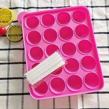 20-Hole Silicone Lollipop Mold With 20 Sticks - Perfect For Cake Sticks, Chocolate, And Candy Baking, Chocolate Mold - Hồng - Xem 5