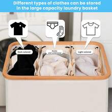Piorlado Laundry Basket 100L & 160L, Narrow Laundry Hamper With Removable And Washable Inner Bag, Laundry Baskets With Handles For Laundry Room, Bedroom, Bathroom (Beige) - 米色160L - 查看 6