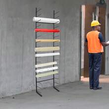 17-Tier Wall Mounted Blueprint Storage Rack For Organizing Drawings And Posters, Durable Iron Construction With Tilted Rods For Easy Access And Modern Aesthetic - Black - View 4