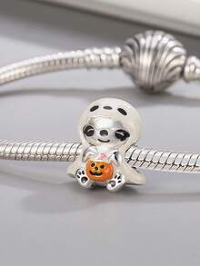1pc Fashionable & Charming Halloween Series Skeleton, Ghost, Mummy, Witch, Drink Bottle Beaded DIY Halloween Bracelet Necklace Gift