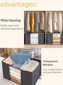 Large Foldable Clothes & Blanket Storage Bags With Clear Window And Reinforced Handles, Dust & Insect Proof For Closet Organization. - Grey - View 4