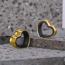 2pcs Stainless Steel Dual-Tone Heart Shaped Ear Gauges, Suitable For Various Ear Types, Ear Piercing Jewelry, Earrings, New Low Allergy Accessories, Gift For Women - Heart - View 23