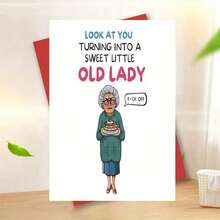 1 张送给闺蜜的搞笑生日贺卡 - “看你变成一个可爱的小老太太”幽默贺卡，以老妇人和蛋糕为特色，是送给朋友、姐妹、妻子的完美礼物，1 张，纸质材料，生日贺卡 | 幽默问候 | 俏皮插图，生日贺卡（带信封 + 贺卡）“（11 厘米 X 16 厘米）圣诞礼品卡”适合每个人的礼物，适合送给同事的卡片 - 多色 - 查看 6