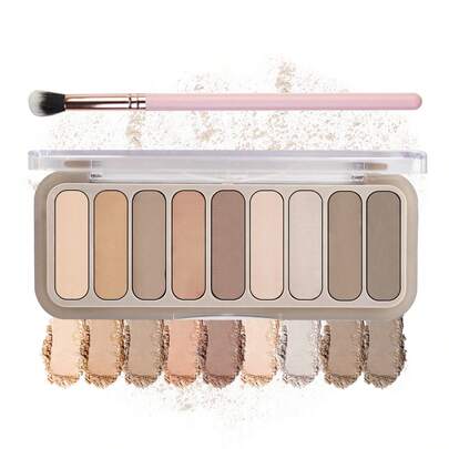 QIUFSSE 9 Colors Matte Naked Eyeshadow Palette Natural Nude Shimmer Glitter Eyeshadow Palette Ultra-Blendable Highly Pigmented Eye Shadow Makeup Palette With Brush-01