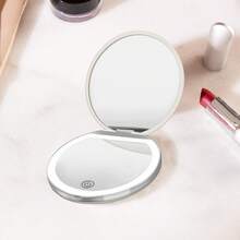 White Sunlight LED-Lit Travel Makeup Mirror | 1X/5X Dual Magnification, 5-Inch Large Clear Mirror | 3 Color Temperatures, Touch Dimmable, Eye-Friendly | Foldable Portable, Magnetic Auto-Off | Type-C Rechargeable, Travel Essentials, Gift-Ready - 白色的 - 查看 5