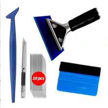 高效应用乙烯基包装工具、窗户贴膜工具、壁纸工具，配有 21 厘米和 10 号塑料毡刮刀和修剪器，适用于玻璃贴膜、汽车乙烯基、汽车色调、壁纸粘贴 - 藍色+綠色 - 查看 8