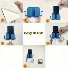 1 件多色壁挂式手机支架、粘性手机支架、电视/空调遥控器收纳盒、床头壁挂式充电收纳架，兼容 、Android 手机，生日礼物，家人、朋友礼物，办公室、宿舍和家用床上手机支架