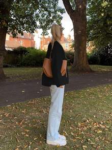 Women's Black V Neck Long Sleeve Cardigan With Pockets Regular Length Medium Stretch Fabric - Black - View 6