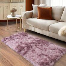 Soft Fluffy Shag Throw Area Rug, 2x4 Black, Non-Slip Bedroom, Hallways, Bedside, Dorm, Living Room - Long Shaggy Rug - 紮染灰紫色 - 查看 3