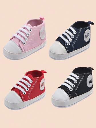 1 par de zapatillas de lona para niños o niñas de 0 a 1 año, ligeras, antideslizantes, de suela blanda, para primeros pasos, para bebés recién nacidos, de 0 a 6 meses y de 6 a 12 meses