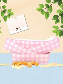 10pcs/20pcs/50pcs Sage Green Gingham Party Supplies Sage Green Gingham Paper Food Trays Green And White Nacho Boat Trays Plates Snack Holder Table Decorations Snack Holder For Camping Spring Birthday Party Babe Shower Bridal Wedding Supplies - Pink - View 4