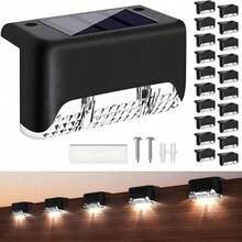 4pcs Outdoor Solar Deck Step Light, IP65 Waterproof Solar Deck Light, Solar Fence Light, Solar Step Lights Led Solar Powered Lights, Used For Outdoor Stairs, Fences, Gardens, Balconies, Yards, Terraces, And Channel Decoration - Warm White LED Light, Thanksgiving Gift