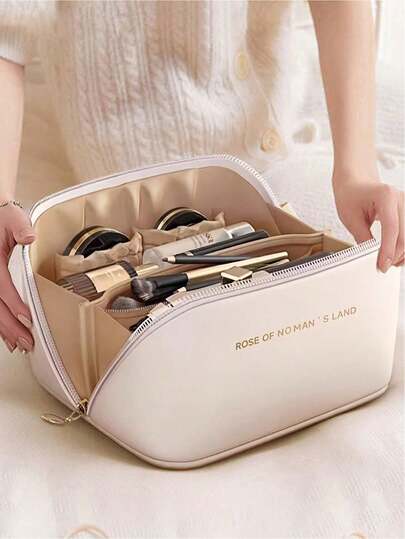 1pc PU Leather Cosmetic Bag, Multi-Functional Waterproof Makeup Bag, Large Capacity Portable Toiletry Bag For Skincare, Makeup Tools, Etc., Suitable As Mother's Day, Valentine's Day Gift