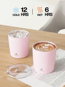 8oz Leak-Proof Insulated Milk/Coffee Cup - Stainless Steel Double Wall Insulated Milk/Coffee Cup, Suitable For Hot & Cold Drinks, Breakfast - Pink - View 3