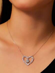 قلادة من الفضة الخالصة عيار 925 بوزن 2 قيراط من الموسانيت بدرجة VVS، تصميم متشابك ومتداخل للحب، قلادة نسائية فاخرة وعصرية وشاملة، مفضلة في علبة هدايا