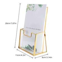 Gold Glass Brochure Holders For 4x9 Pamphlets Literature Holder Flyer Trifold Holder Display Stand For Office Brochures Booklets Menu Magazines Literatures Journals - Gold - View 2