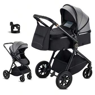 2 In 1 Baby Stroller, Convertible Bassinet Pushchair For Infants And Newborns 0-36 Months