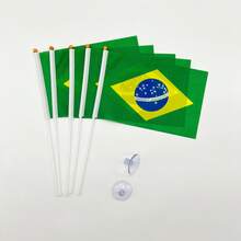 Brasilianische Flagge, kleine handgehaltene brasilianische Flaggen, 5,5*8,2 Zoll/20 Stück/20 Fuß brasilianische Fahnenkette, brasilianische Fensterfahne, für Fußballsport, Gartendekoration