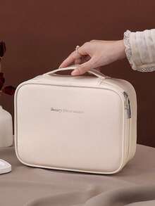 1pc Summer Travel Cosmetic Bag, Waterproof Bathroom Toiletry Bag, Multi-Functional Makeup Organizer Bag, Makeup Brush Holder, Handbag For Lipstick, Perfume, Cosmetics, Skincare, Beauty Tools, Ideal Gift For Girlfriend, Mother, Best Friend For Holiday, Camping, Daily Use